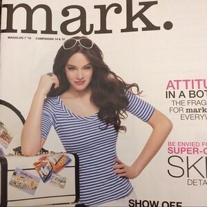 mark. Top Blouse Seeing Double Stripe Scoop Neck Fitted Minimalist Size Medium